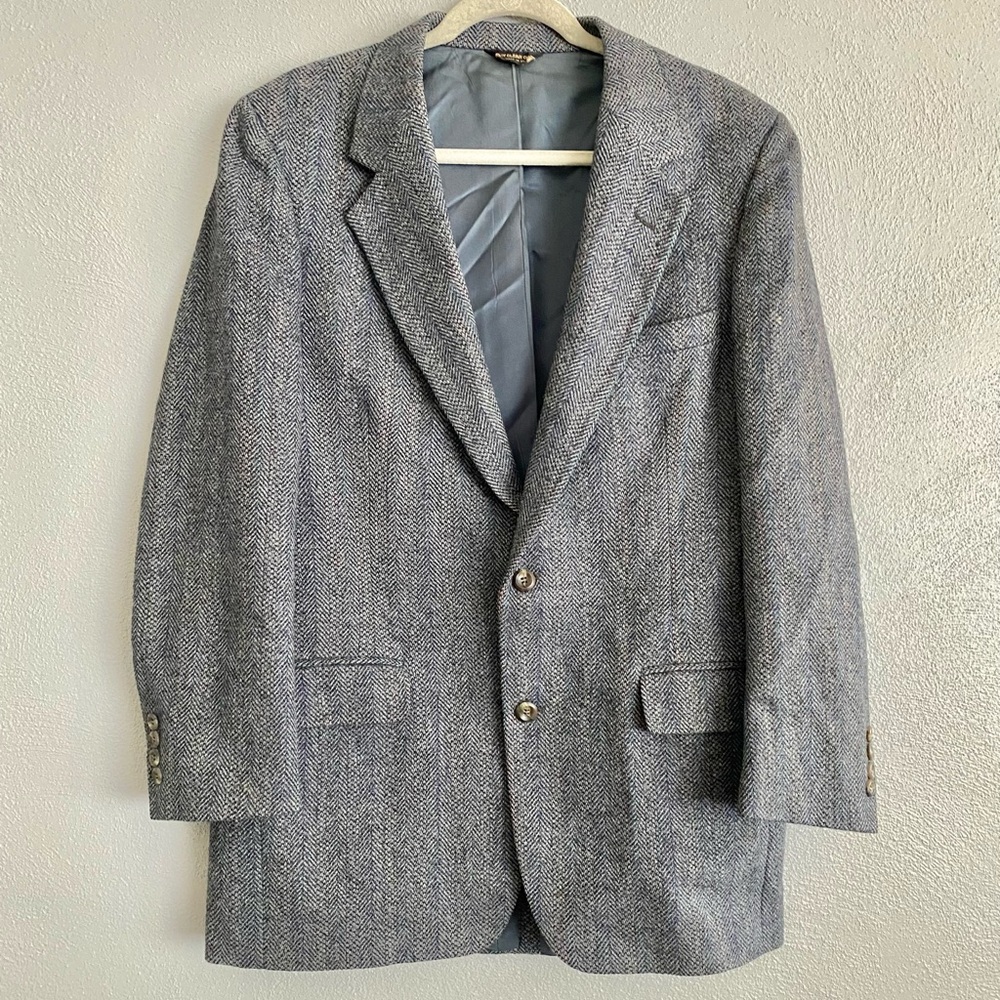 PBM Blazer Men’s Size 42 Grey 100% Wool Two Button Business Work Professional